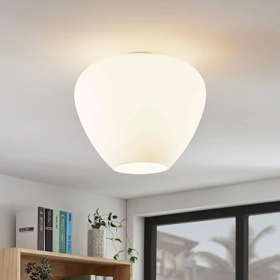 Afbeelding van Lindby plafondlamp 1licht glas, metaal H: 33.5 cm E27 wit, chroom