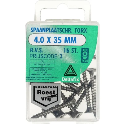 Afbeelding van Sp.pl.schr.torx 4,0x35mm rvs 16st Deltafix