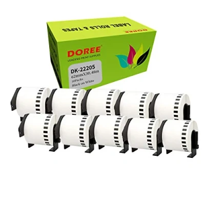 Afbeelding van 10 x DOREE DK 22205 DK22205 62 mm 30,48 m, compatibel met labelrollen (continuous) voor Brother P Touch QL 500 500A 500BS 500BW (10 stuks)