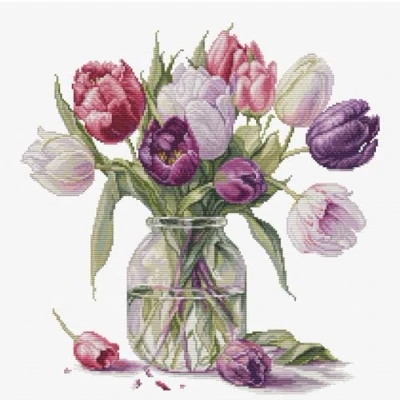 Afbeelding van Luca S Bouquet of Tulips borduren (pakket) B7029
