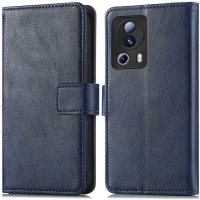 Afbeelding van iMoshion Hoesje Geschikt voor Xiaomi 13 Lite Met Pasjeshouder Luxe Bookcase Donkerblauw