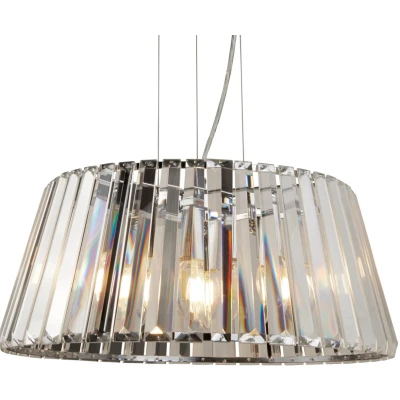 Afbeelding van Searchlight Tiara Hanglamp Ø 47 X 150 Cm Chroom En Transparant