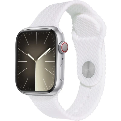 Afbeelding van imoshion Siliconen geweven bandje geschikt voor Apple Watch Series 1 t/m 9 / SE (38 40 41 mm) 10 (42 Wit