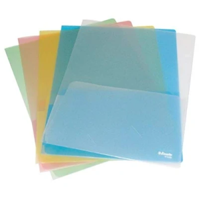 Image de Chemise double poches Esselte polypropylène translucide A4 couleurs assorties Lot de 5