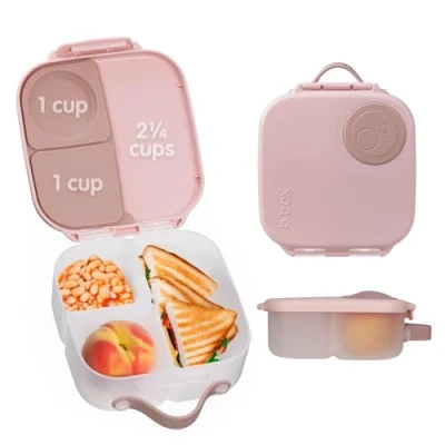 Afbeelding van b.box Mini Lunchbox Bentobox met 3 Vakken (2 Lekvrij) Ideaal Voor Peuters, Lunch &amp; Snacks Kinderen een Heel Stuk Fruit BPA vrij