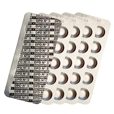 Afbeelding van harren24 DPD1, DPD3 chloortesttabletten, DPD3, actieve zuurstof DPD4, pH fenol, rood, alkalinity M, CYA, Poollab watertester 50 x 100 250 500 (DPD3/50x)