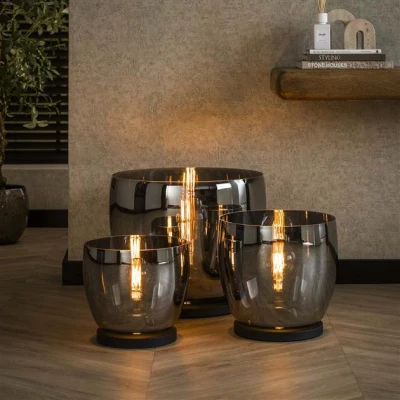 Afbeelding van Hoyz Collection Vloerlamp UP L Smoke Grijs Glas Ø29