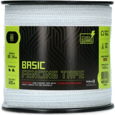 Afbeelding van ZoneGuard 20 mm Basic afrasteringslint Wit 200 m