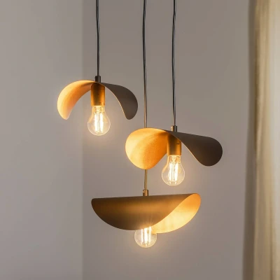 Afbeelding van Hanglamp Sivani MR 966 3 lamps rondel zwart/goud
