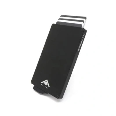 Afbeelding van Stealth Wallet Minimalistische pop up kaarthouder met geschenkdoos Lichtgewicht, dunne aluminium creditcardhouder RFID /NFC blokkering, Zwarte kaarthouder, Minimalistisch