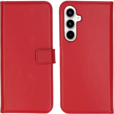 Afbeelding van Selencia Hoesje Geschikt voor Samsung Galaxy A35 Met Pasjeshouder Echt Lederen Bookcase Rood