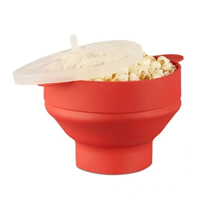 Afbeelding van Relaxdays 2x popcorn maker siliconen magnetron popper opvouwbaar BPA vrij