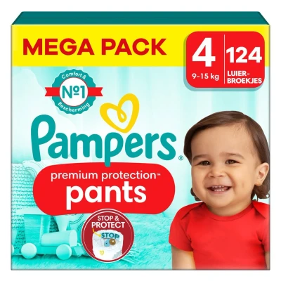 Afbeelding van Pampers Premium Protection Pants Maat 4 Mega Pack 124 stuks 9/15 KG