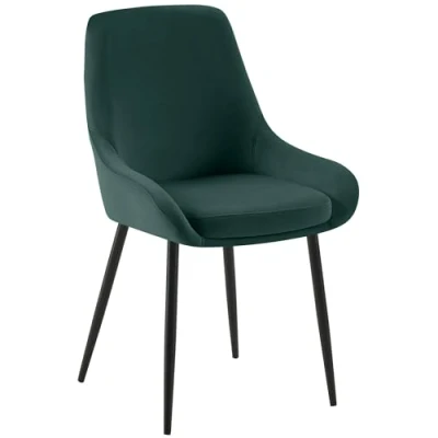 Afbeelding van CLP Elmira Eetkamerstoel Klassiek Met rugleuning armleuning Velvet Fluweel Metaal mat zwart groen
