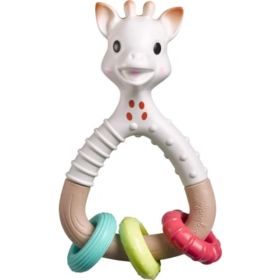 Afbeelding van Sophie de giraf So&#039;Pure Natur&#039;rings Rammelaar Baby Speelgoed Kraamcadeau Babyshower cadeau 100% Biomaterialen Vanaf 3 maanden 14.5x8x5 cm Meerkleurig