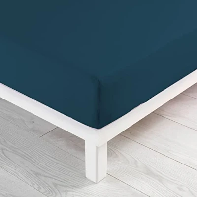 Afbeelding van Hoeslaken voor tweepersoonsbed, 140 x 190 cm, jersey, effen, donkerblauw
