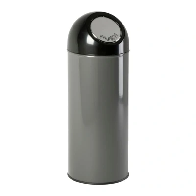 Afbeelding van Prullenbak 55ltr pushdeksel en binnemmer metallic/zwart