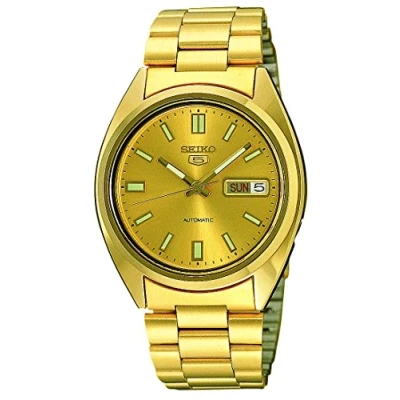 Afbeelding van Seiko Herenhorloge, analoog, automatisch, met armband van roestvrij staal, Goud/Goud