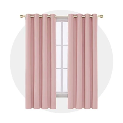 Afbeelding van Deconovo verduisteringsgordijn voor slaapkamer, polyester, 132 x 183 cm, koraalroze