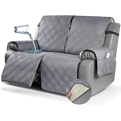 Afbeelding van Stoelhoes, 100% waterdicht, met zakken, 1 zits, antislip, voor kinderen, huisdieren (lichtgrijs, kantelbaar)