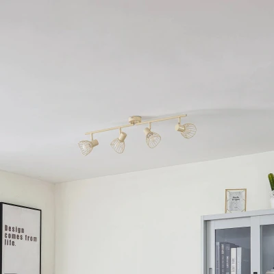 Afbeelding van Lindby plafondlamp Piena, beige, 4 lamps, metaal, 70cm