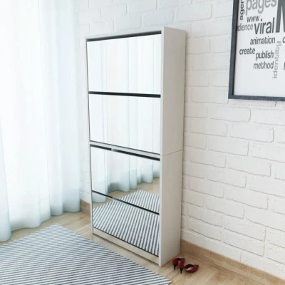 Afbeelding van Schoenenkast met 4 spiegels 63x17x134 cm wit