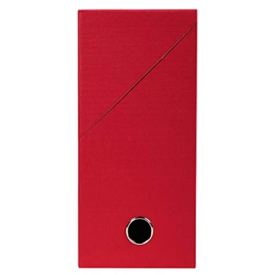 Afbeelding van Exacompta Ref. 89425E, 1 canvaspapier transferdoos, 120 mm rug, metalen oog, voor A4 formaat, afmetingen 25.5 x 34 12 cm, rode kleur, gemonteerd geleverd