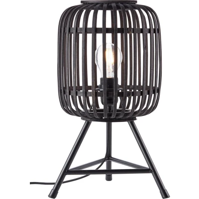Afbeelding van tafellamp Woodrow Zwart 30 cm Bamboe Brilliant