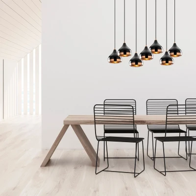 Afbeelding van Yildo 6894 hanglamp, zwart/koper, metaal, 7 lamps