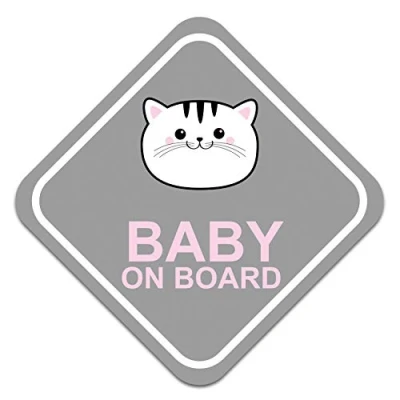 Afbeelding van Baby on Board Autosticker, 10 x cm, diermotief, zelfklevend, weerbestendig, R127 (nr. 7 kat)
