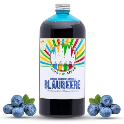 Image de Rainbow Slush Sirop sans AZO Bouteille de 1 litre Concentré pour machines à glace, boissons 1:5 1:20 (myrtille)