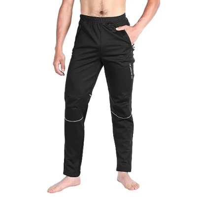 Afbeelding van INBIKE MTB broek voor heren, fleece, warm, winddicht, waterdicht, outdoorsport, fietsen, skiën, joggen, wandelen, zwart.