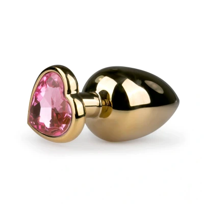 Afbeelding van Grote Buttplug Met Hart Goud/Roze Levensecht Gevoel