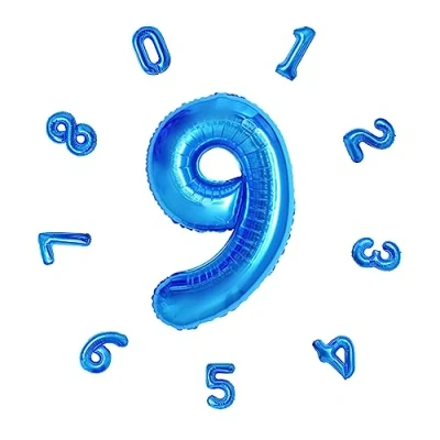 Afbeelding van Cijfers verjaardagsballonnen, 101 cm, enorme heliumballonnen, cijferballonnen voor decoratie, verjaardagsfeest, Nieuwjaar, trouwdag, decoratie (blauw #9)