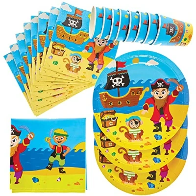Afbeelding van Baker Ross FX640 Piratenfeestservies 25 delige set piratenservies voor kinderfeestjes