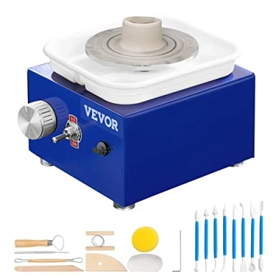 Image de VEVOR Mini Tour de Potier 6,5/10 cm Dia Roue Poterie Électrique 30 W 0 300 tr/min Machine Céramique Charge 1 kg