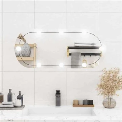 Afbeelding van vidaXL Wandspiegel met LED&#039;s ovaal 35x80 cm glas