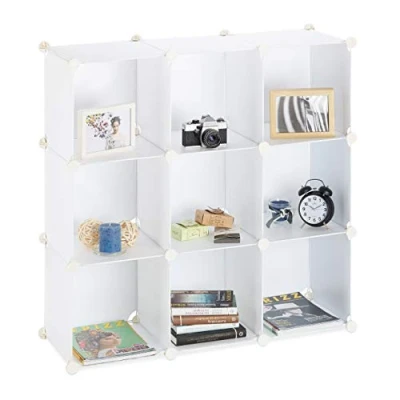 Afbeelding van vakkenkast 95 x 32 cm 9 vakken steekverbinding kunststof room divider wit