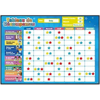 Afbeelding van Smart Panda Beloningsbord voor kinderen, magneetbord om goed gedrag te inspireren, perfect peuters, jongens en meisjes, met 80 taken 300 sterren, in het Frans