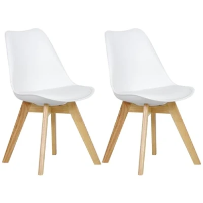 Afbeelding van WOLTU 2 X Eetkamerstoelen Keukenstoel in kunstleer en massief hout,Eetstoel Wit BH29ws