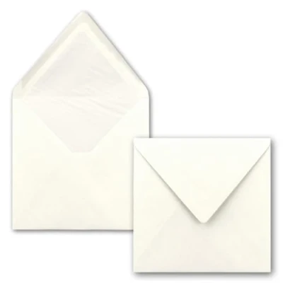 Afbeelding van 75 vierkante enveloppen 16 x cm natuurlijk wit met witte zijden voering zonder venster en nat lijmen voor uitnodigingskaarten bruiloft verjaardag
