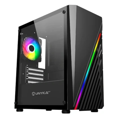 Afbeelding van UNYKAch Gaming Micro ATX Mini GLAYZE, ARGB front, gehard glas aan de zijkant, 120 mm ventilator, USB 2.0 en twee 3.0