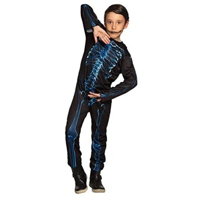 Afbeelding van COM FOUR® Skeletkostuum voor kinderen, Halloween kostuum, M. X ray, carnavalskostuum kostuum jongens en meisjes, 127 cm (127 cm)