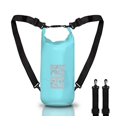 Afbeelding van Waterdichte rugzak, 5/10/20 l, Dry Bag Zee, tas, verstelbare schouderriem, voor boot, vissen, rafting, strand, watersport, beschermt telefoon/zilver/kaart/sleutel, Lichtblauw,