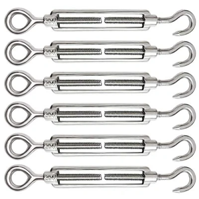 Afbeelding van kabelspanner, 6 stuks, M5, roestvrij staal, 304, verstelbaar, kabelhaak en oog voor draadspanner, staalkabel, touw, haken, spanner, accessoires