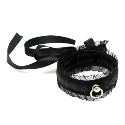 Afbeelding van Amorable by Rimba Burlesque collar met ring zwart