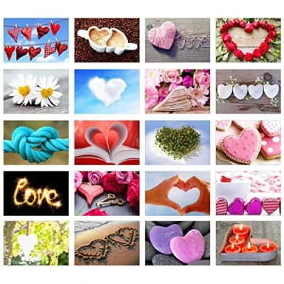 Afbeelding van ansichtkaarten met hartmotieven, voor bruiloft, cadeau idee, liefdesansichtkaarten, Valentijnsdag, verjaardag, bedankje, 20 stuks