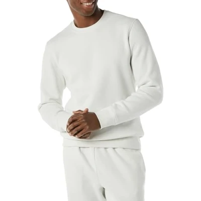 Image de Amazon Essentials Chandail en molleton à encolure ras du cou pour homme (disponible grande taille large), gris clair, XXL