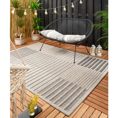 Afbeelding van Buitenkleed Blokken Urban Crème/grijs 80x150 Cm