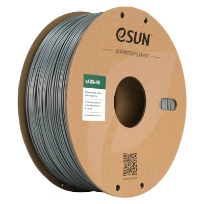 Afbeelding van eSUN eABS+ filament 1,75 mm, eABS+HS ABS Plus 3D printerfilament, hoge snelheid, maatnauwkeurigheid +/ 0,05 spoel van 1 kg (2,2 lbs) voor snel printen, zilverkleurig